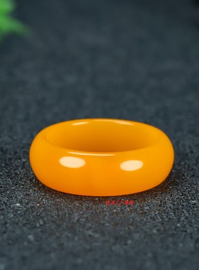 和田玉黄玉戒指小尾戒男女款