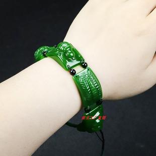 天然和田玉碧玉五毒手链男款霸气菠菜绿玉石手串手排男女款
