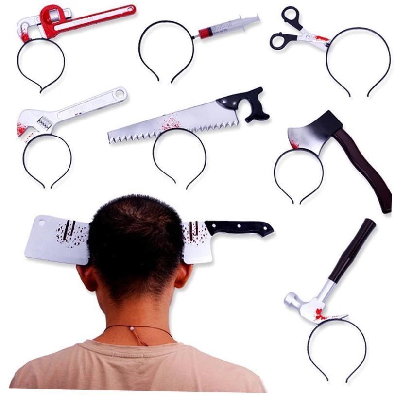 Halloween Hair Hoop Horror Blood Fake Ax Saws Knife Gothic H