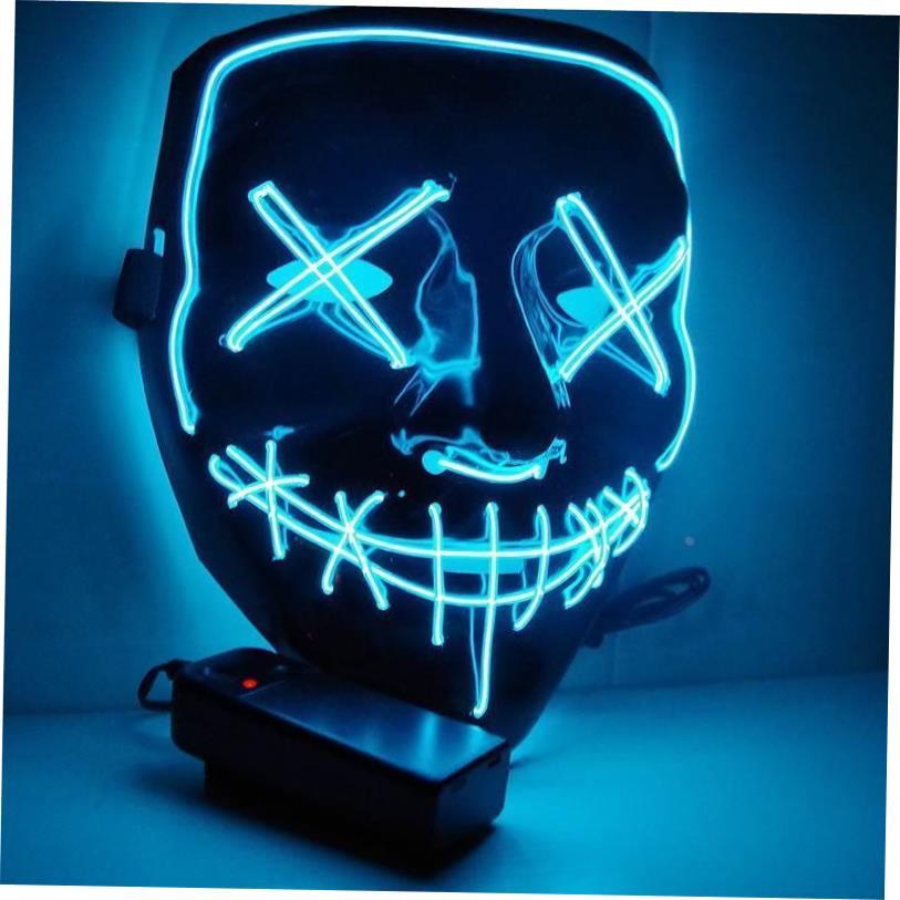 2pcs led light mask Halloween costume prop Scary Face mask