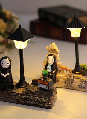 Studio Ghibli Spirited Away No Face Man Figures Toy LED Nigh