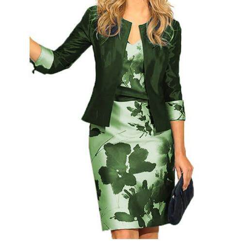 Brief paragraph coat+dress package hip skirt dress 2pcs 套装