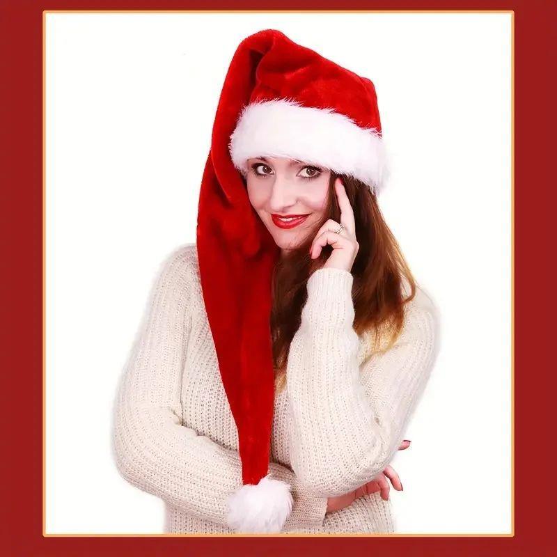 Adult Children Long Christmas Hat For Plush Santa Claus Cap