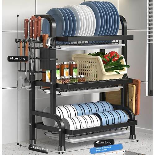 3-Tier Dish Drying Rack Kitchen Supplies Shelf Utensils