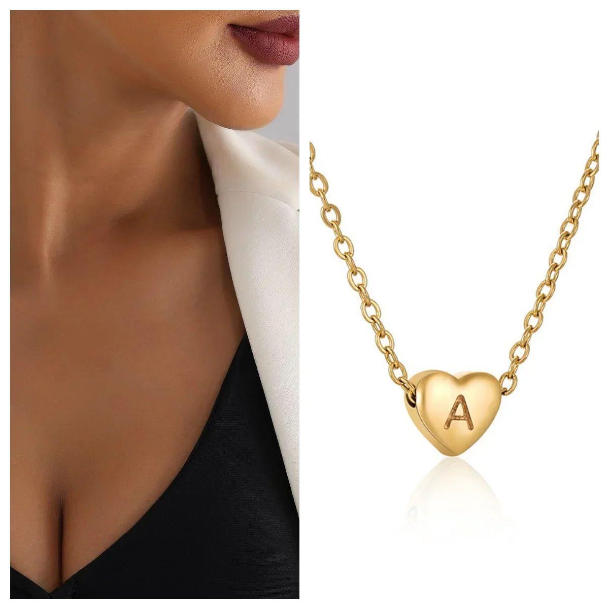 Minimalist Small Love Initial Charm Necklace Jewelry Stainle