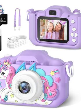 Kids Camera Toys Purple Unicorn for Girls Boys Gift Children