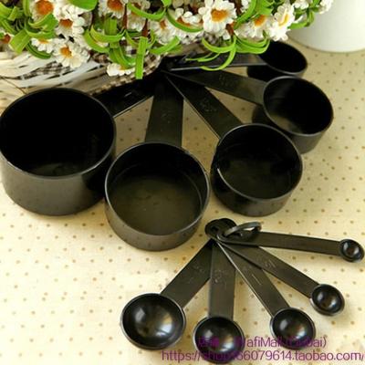 10pcs/lot black plastic measuring cups measuring spoon kitch
