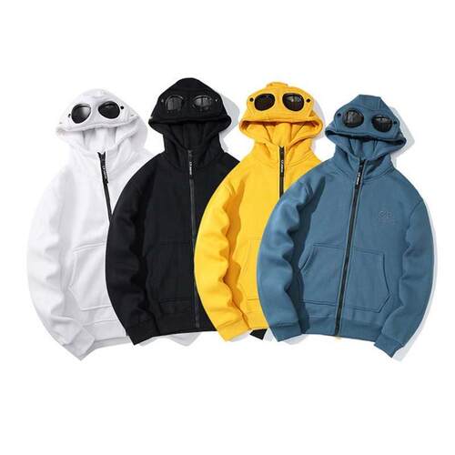 Men Round Lens CP Sweatshirt Pullover Pure Cotton Hooded连帽