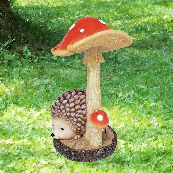 Mushroom Hedgehog Statue Resin Ornament Animal Sculpture