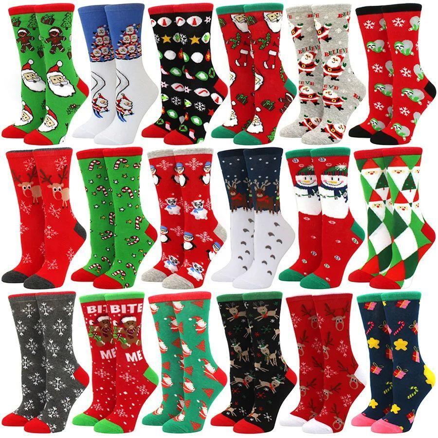 Woman Christmas Socks Funny Xmas Santa Claus Tree Snowflake