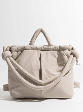 Casual nylon padded tote bag designer soft puffer women shou