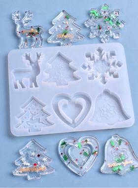 Christmas Mold DIY Resin Crystal Epoxy Mold Snowflake Elk Pe
