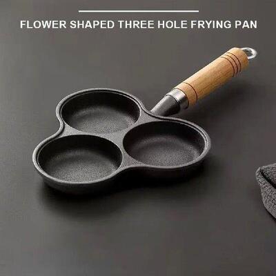 3 Hole Breakfast Grill Cooking Pot Cast Iron Omelet Pan