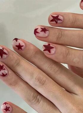24Pcs Almond Press on Nails Y2K Star Diamond Designs for Coo