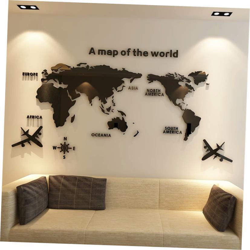 world acrylic crystal 3d map room bedroom wall stier liv