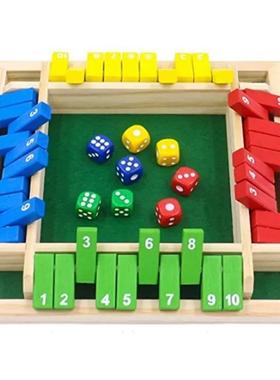 Wooden Dice Board Game Shut The Box for 4 Players Flaps & Di