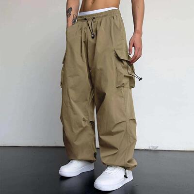 Harajuku Oversized Cargo Parachute Pants Men Sreetwear Vinta