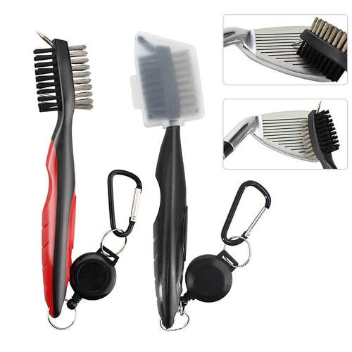 Golf Cleaning Brush For Club With Carabiner Groove Sharpener