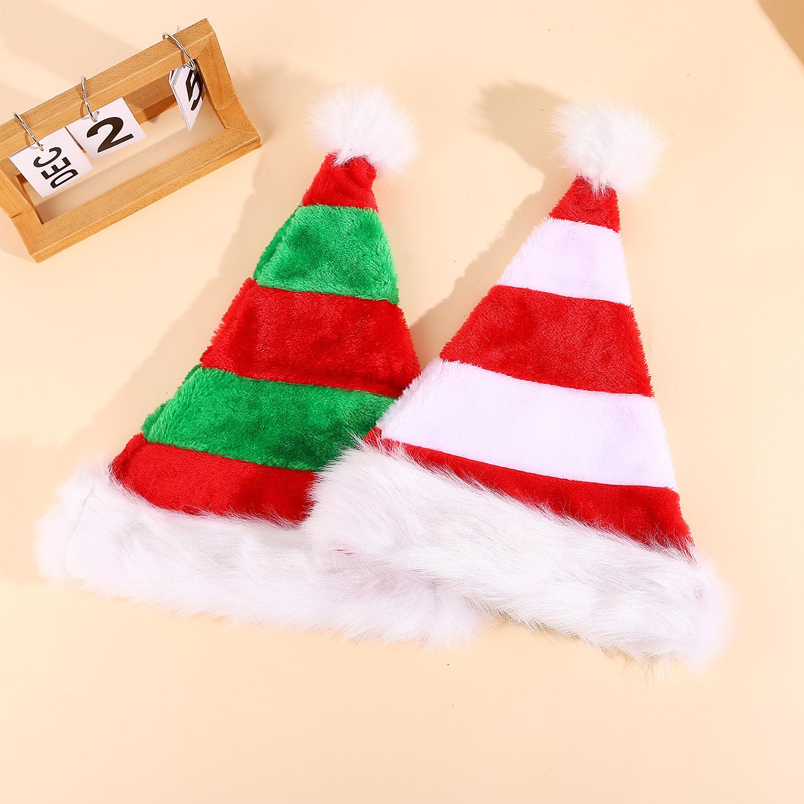 Christmas red green white elf hat plush Christmas hat high-