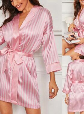 Sexy temptation lace striped lace robe bathrobe 条纹蕾丝睡袍