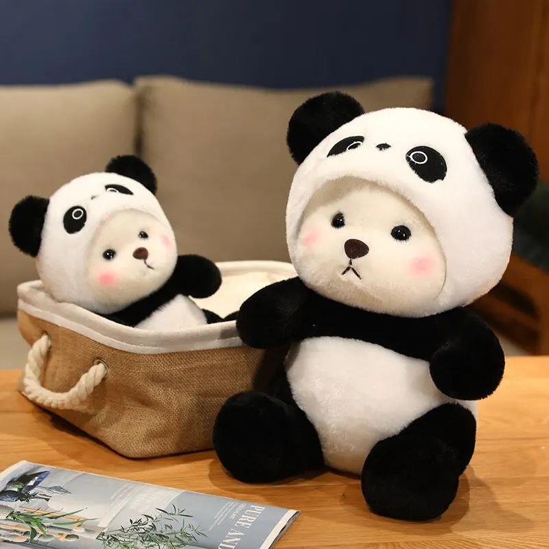 26cm New Kawaii Panda Plush Toy Soft Stuffed Bear Turn Into