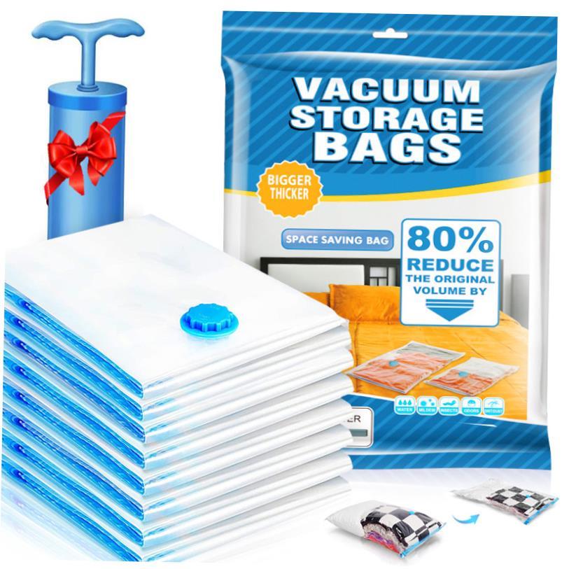 2/5/10Pcs Vacuum Bag Storage w Valve Home Organizer Bag Fold