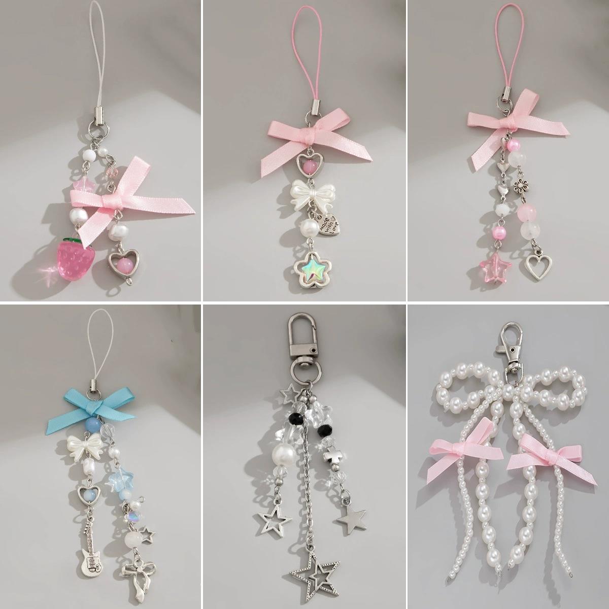 Y2K Pretty Butterfly Bow Knot Pearl Enamel Keychain Flying I