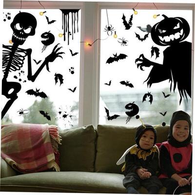 Halloween Ghost monster Windows decorated with skull decals