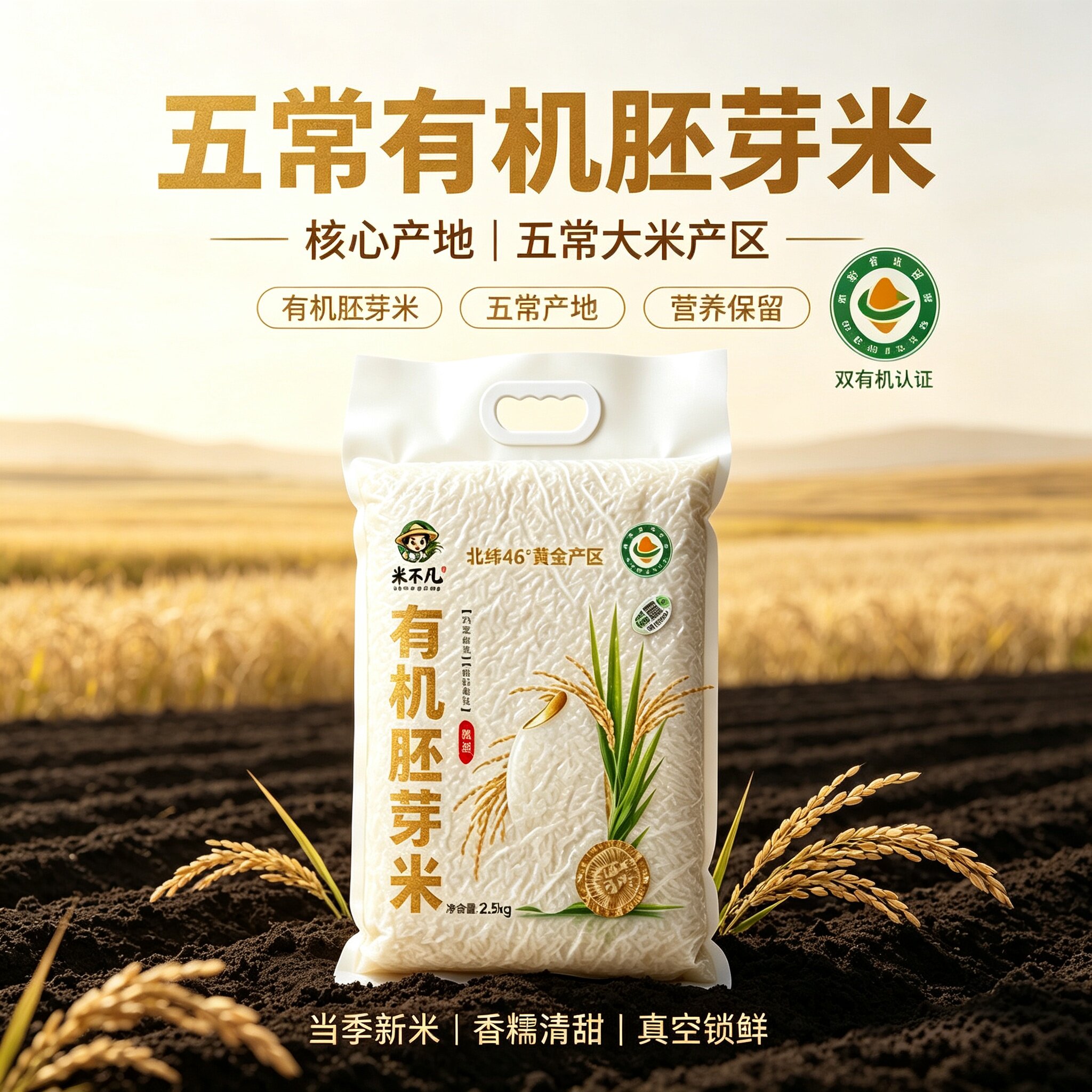 2026年黑龙江五常有机胚芽米当季新米大米圆粒米煮粥米饭