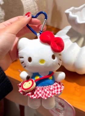 日本正版凯蒂猫格子裙车挂钥匙扣