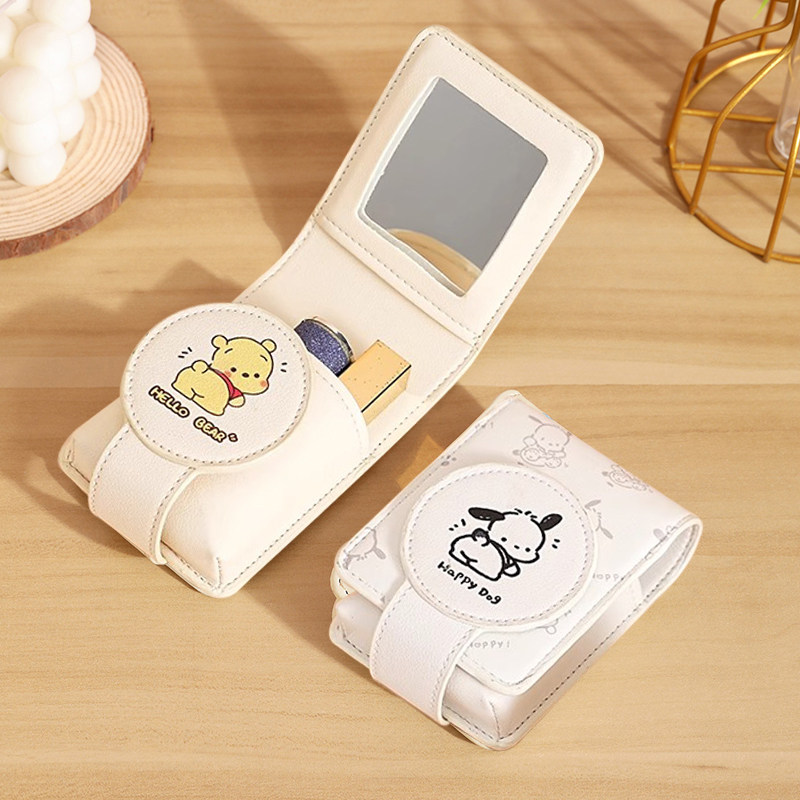 新款可爱口红包小号迷你随身便携唇膏盒袋包装口红带镜子收纳包