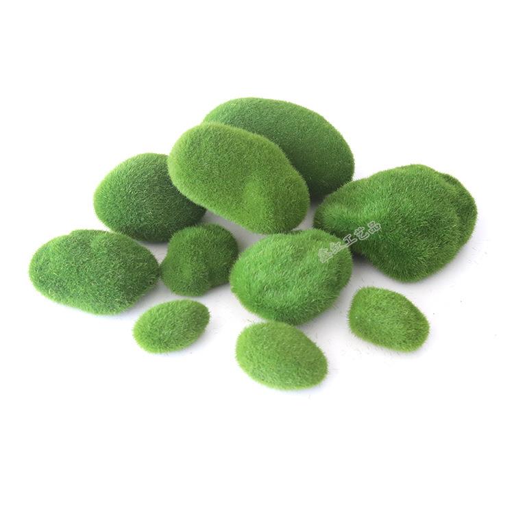 仿真苔藓石头细腻植绒球微景观布置橱窗青苔石头盆景摆放点缀装饰