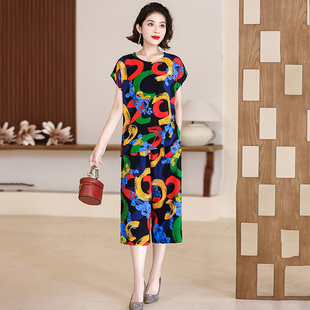 女时尚 妈妈棉绸套装 宽松短袖 七分裤 两件套 2026夏季 中老年女装 新款