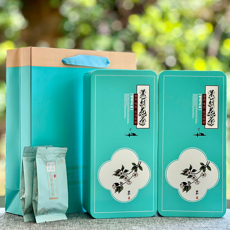 茉莉花茶铁盒礼盒装新茶横县绿茶125克礼品茶浓香茶叶自己喝
