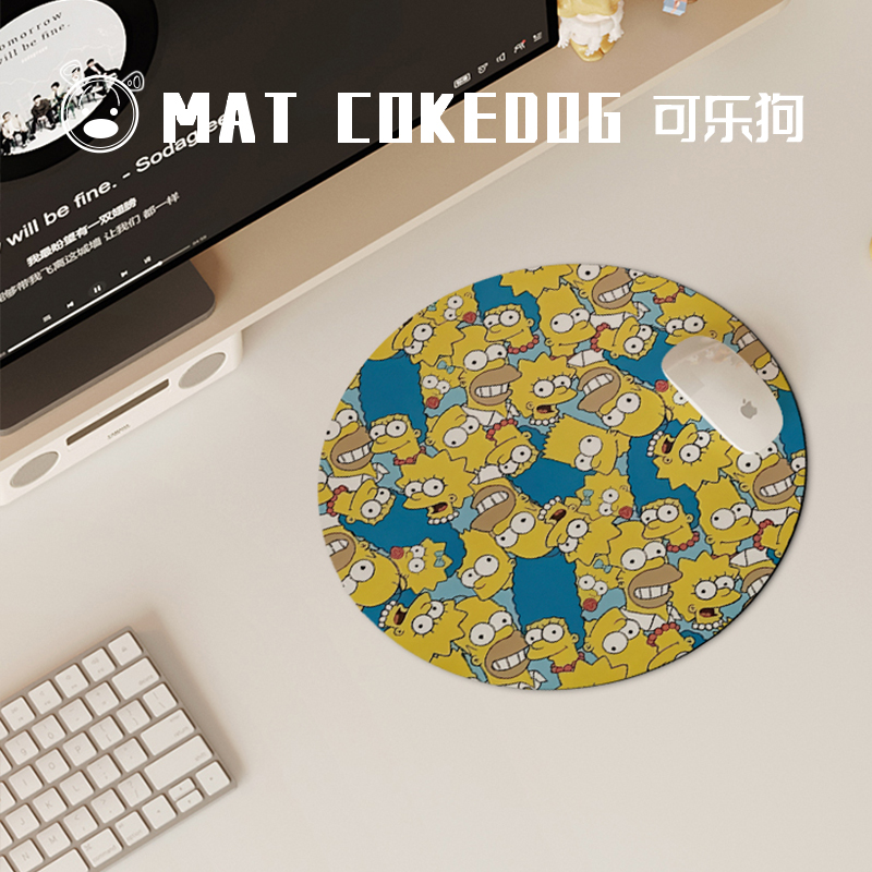 辛普森一家圆形鼠标垫卡通动漫小号便携笔记本电脑垫男女生书桌垫