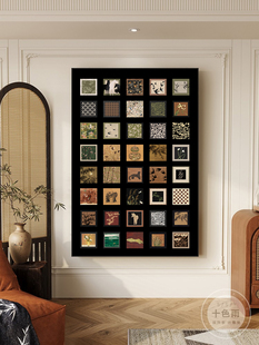 百联古色古香客厅装饰画、高档沙发背景墙挂画、法式覆古走廊入口