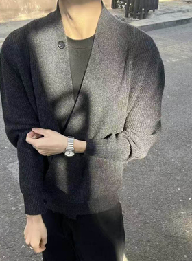 现货】2025潮牌道袍羊毛混纺开衫毛衣老钱慵懒风针织长袖外套男女