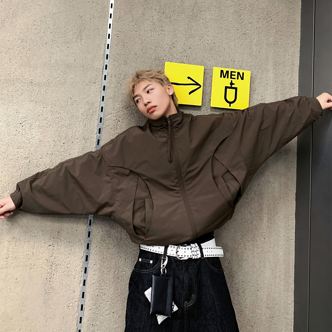 现货】2025新款解构男士蝙蝠袖宽松飞行美式Cleanfit加绒夹克外套