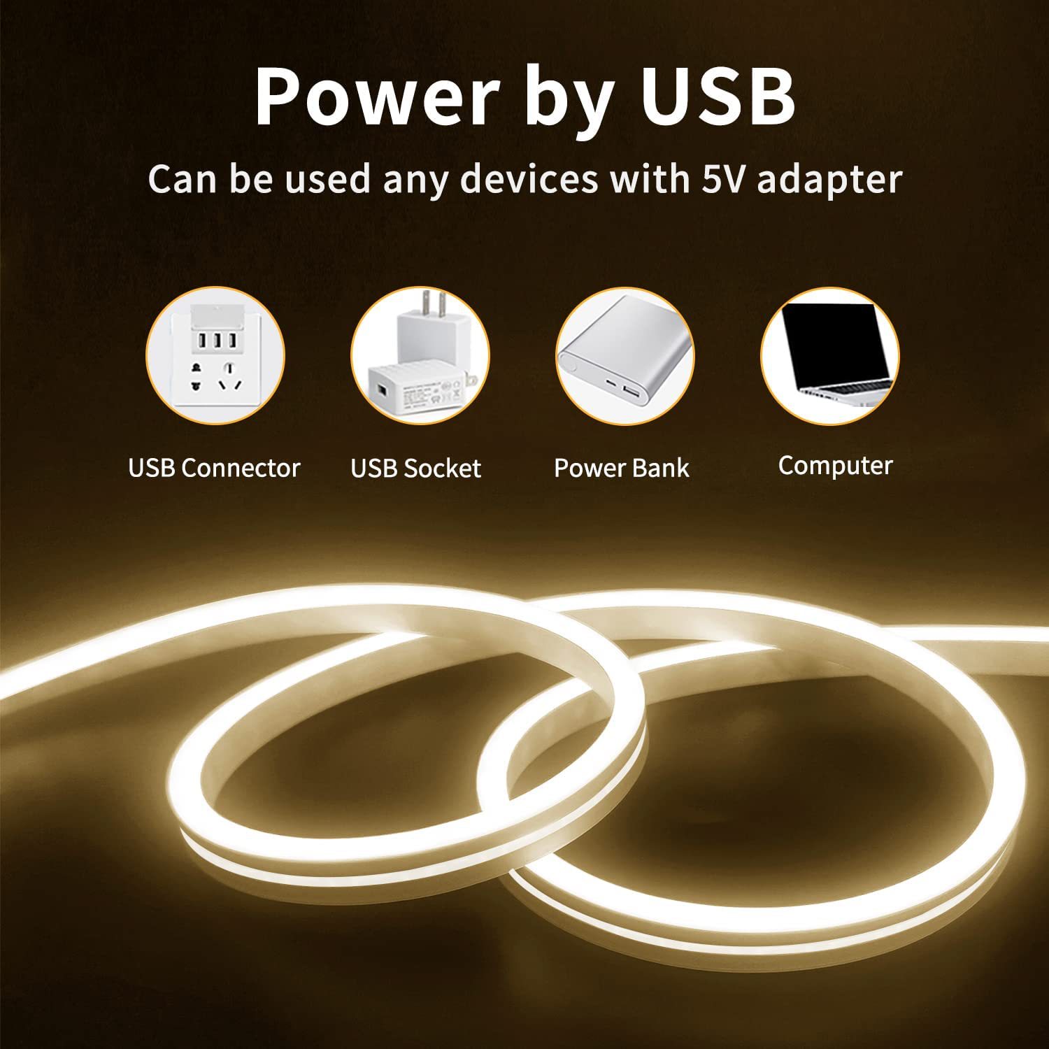 led灯带5v低压超亮usb柔