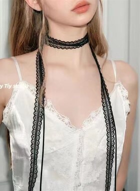 颈部装饰带蕾丝飘带叠戴层次感设计蕾丝飘带细窄女春夏百搭锁骨颈