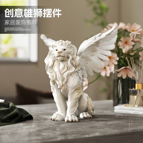棕榈树雄狮桌面摆件轻奢装饰品