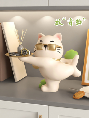 带来财富和宝藏猫钥匙储物入口饰品入口托盘储物架高端小生境乔迁
