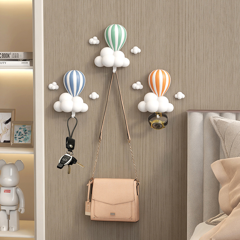 创意热气球壁饰挂钩入户玄关门后装饰壁挂衣帽玄关放钥匙收纳挂架