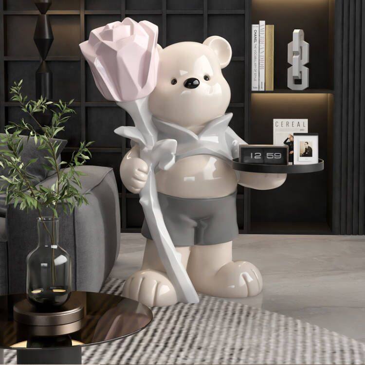 奶油风熊摆件大型落地家居装饰品客厅电视柜沙发边几乔迁新居礼物,家居饰品,装饰摆件,淘宝优惠券,粉丝福利购,淘宝优惠卷
