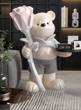 奶油风熊摆件大型落地家居装饰品客厅电视柜沙发边几乔迁新居礼物
