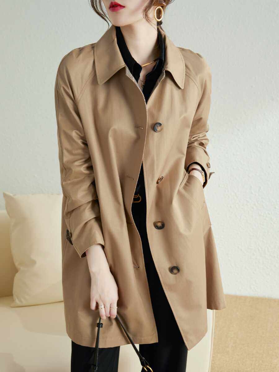 icicle之禾专柜正品女装代购2024春秋新款中长款全棉上衣风衣外套