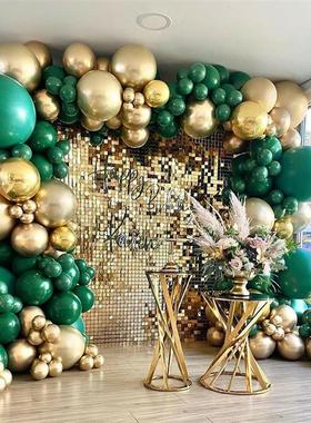 135pcs绿色金属金色气球链组合套餐绿色森林系列气球束生日婚庆