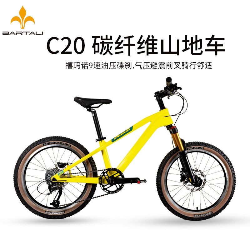 Bartali巴特力碳纤维20寸山地自行车禧玛诺9速油压双碟刹气压前叉