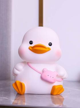 蕊杰网红搪胶工艺卡通可爱momo鸭存钱罐储蓄罐卡通储钱罐大号防摔