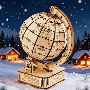 3d木质拼图教学玩具地球仪模型立体拼图木制品工艺品diy手工积木